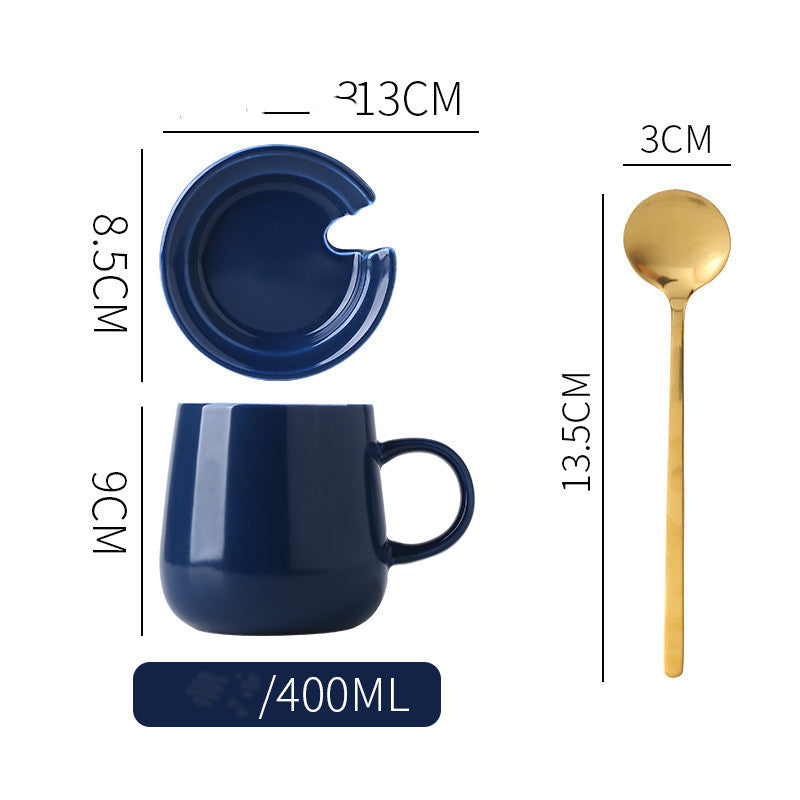 Nordic Ceramic Mug with Lid & Spoon