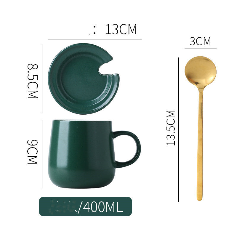 Nordic Ceramic Mug with Lid & Spoon