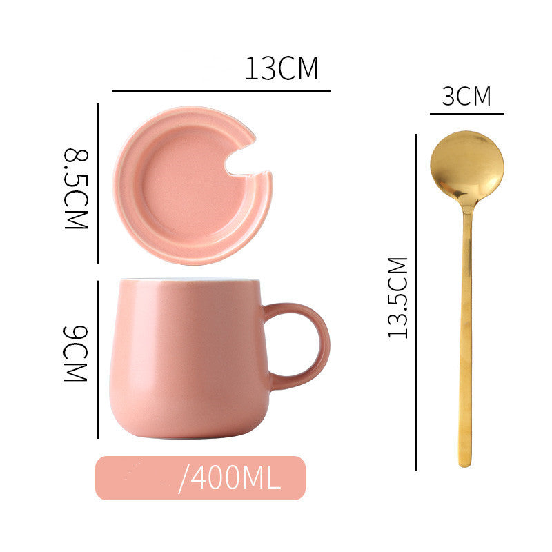 Nordic Ceramic Mug with Lid & Spoon