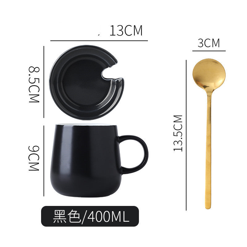 Nordic Ceramic Mug with Lid & Spoon