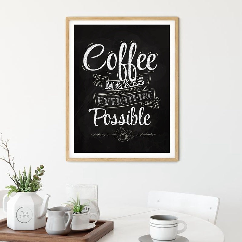 🖼️ Coffee Makes Everything Possible – Metal Wall Picture